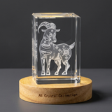 Goat Zodiac Sign 3D Engraved Crystal - Elegant Decor Gift