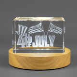 Happy Independence Day 3D Engraved Crystal Gift - A patriotic keepsake