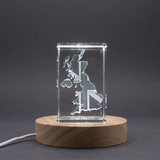United Kingdom 3D Engraved Crystal Trophy Award Keepsake with LED Base Light & Gift Box Recognition - Custom Award From A&B Crystal Collection