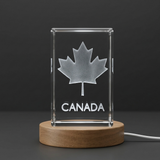 Maple Leaf Canada 3D Engraved Crystal Trophy Award Keepsake — Made in Canada - Custom Award From A&B Crystal Collection