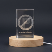 3D Engraved Crystal No Parking Traffic Sign