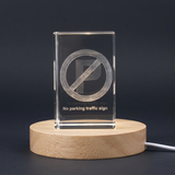 3D Engraved Crystal No Parking Traffic Sign