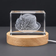 Cloche Hat Sculpture 3D Engraved Crystal — Made in Canada