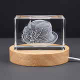 Cloche Hat Sculpture 3D Engraved Crystal — Made in Canada