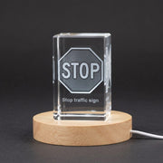 Sculpture of 'Stop' Traffic Sign 3D Engraved Crystal — Made in Canada