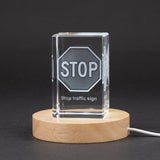 Sculpture of 'Stop' Traffic Sign 3D Engraved Crystal — Made in Canada