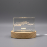 Gambia 3D Engraved Crystal Trophy Award with Recognition & Free LED Base Light - Unique Keepsake Gift - Custom Award From A&B Crystal Collection