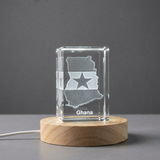 Ghana 3D Engraved Crystal Trophy Award with LED Base Light - Recognition & Cultural Keepsake - Custom Award From A&B Crystal Collection