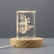 Quebec 3D Engraved Crystal Trophy Award Keepsake with LED Base - Elegant Recognition Gift