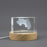 Guinea 3D Engraved Crystal Trophy Award with LED Base - Unique Canadian Keepsake - Custom Award From A&B Crystal Collection