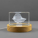 Ethiopia 3D Engraved Crystal Trophy Award - Recognition Keepsake with LED Base Light - Custom Award From A&B Crystal Collection