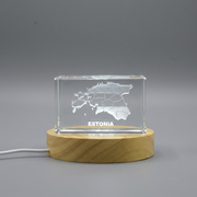 Estonia 3D Engraved Crystal Trophy Award Keepsake with LED Base - Recognition Gift Decor