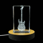 3D Engraved Crystal Guitar Soloist - Unique Musician Gift