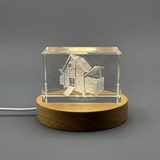 3D Engraved Crystal Hen Coop Thoughtful Decor Gift
