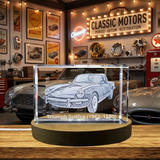 Triumph Spitfire 3D Engraved Crystal Trophy - Recognition for Iconic British Sports Car Enthusiasts