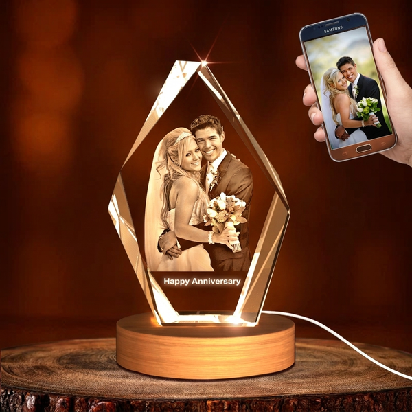 Large Iceberg 3D Crystal Photo Gift - Custom Award From A&B Crystal Collection