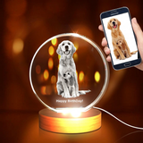 Small Round 3D Pet Crystal Photo Gift - Custom Award From A&B Crystal Collection