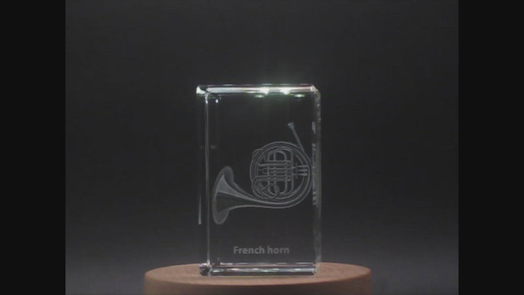 French Horn 3D Engraved Crystal