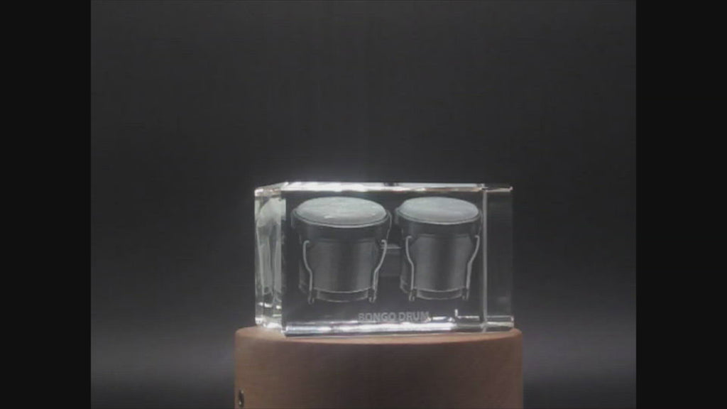 Bongo Drums 3D Engraved Crystal 