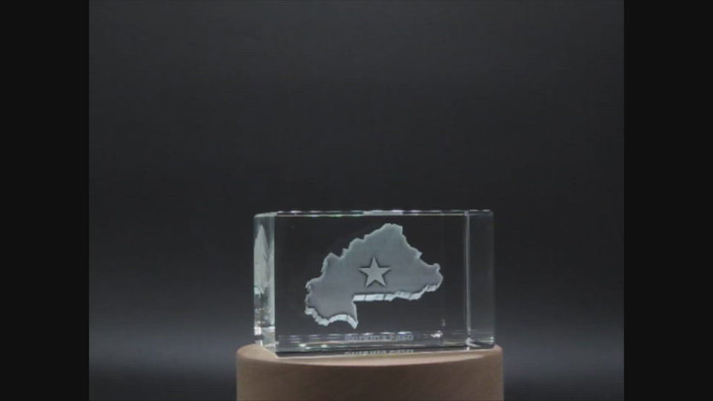 Burkina Faso 3D Engraved Crystal 