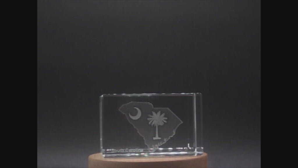 South Carolina 3D Engraved Crystal
