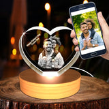 Personalized Photo Gifts Heart Large With LED Base A&B Crystal Collection