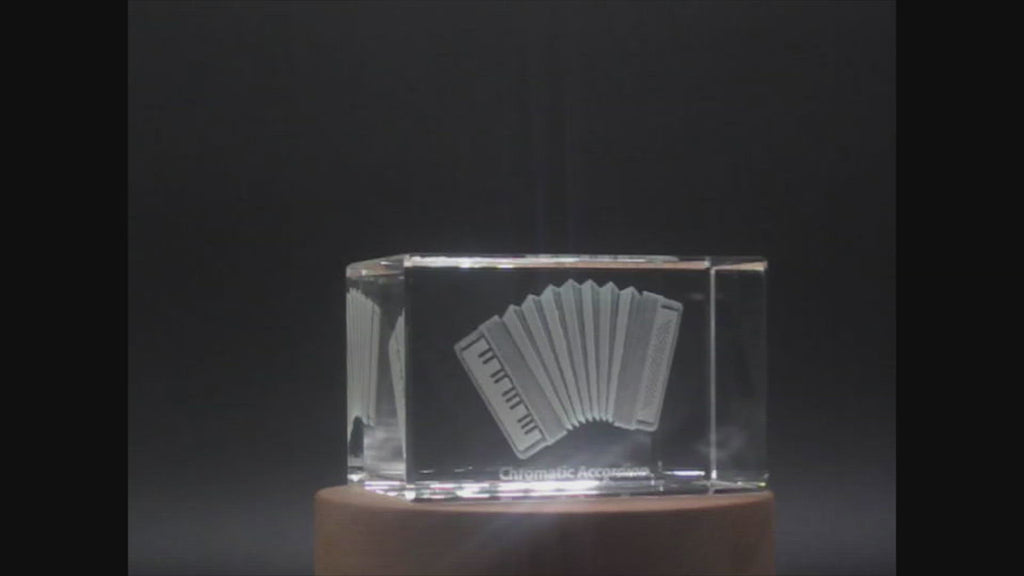 Chromatic Accordion 3D Engraved Crystal