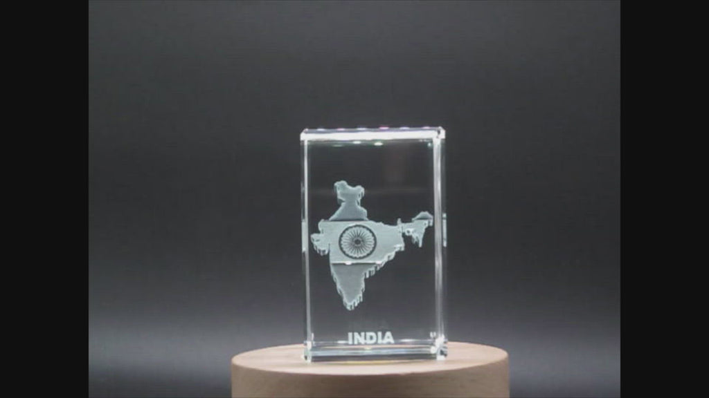 India 3D Engraved Crystal 