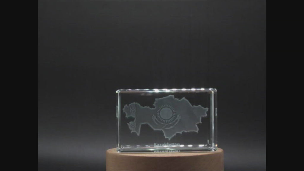 Kazakhstan 3D Engraved Crystal 