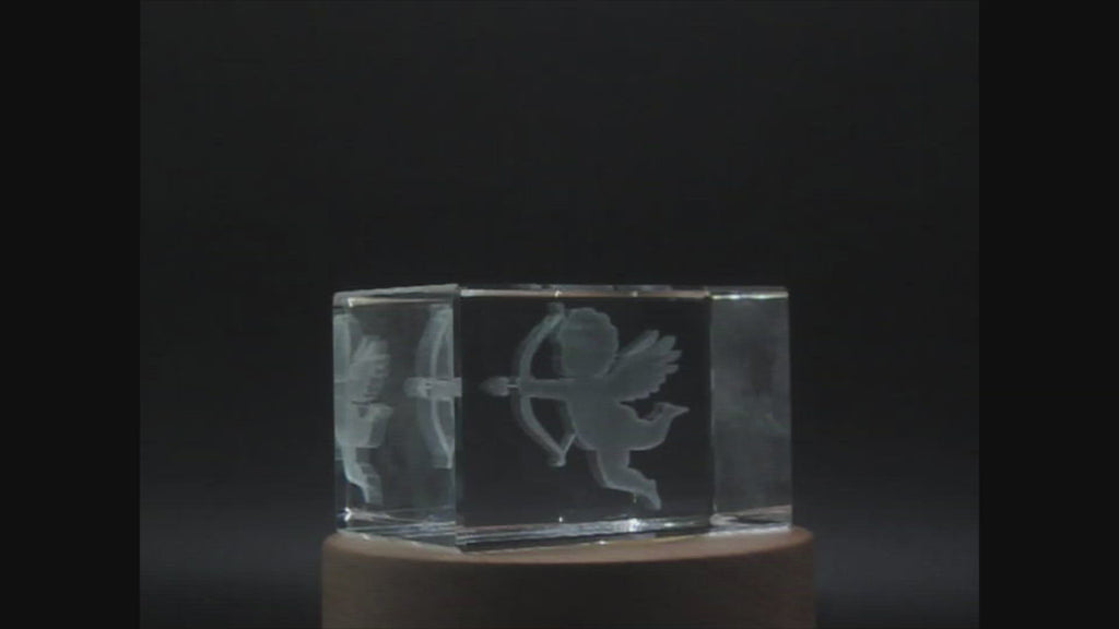 Cupid Silhouette 3D Engraved Crystal 