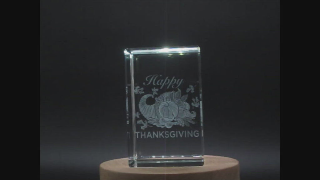 Thanksgiving 3D Engraved Crystal 