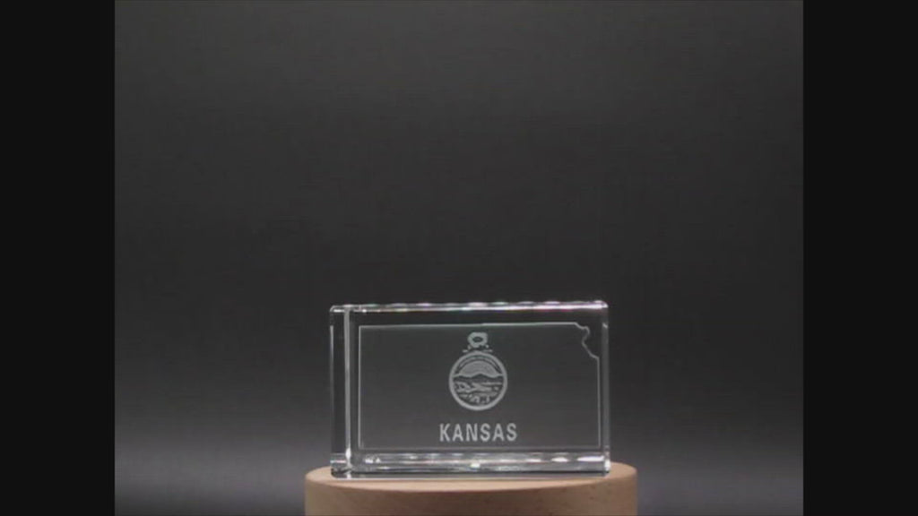 Kansas 3D Engraved Crystal 
