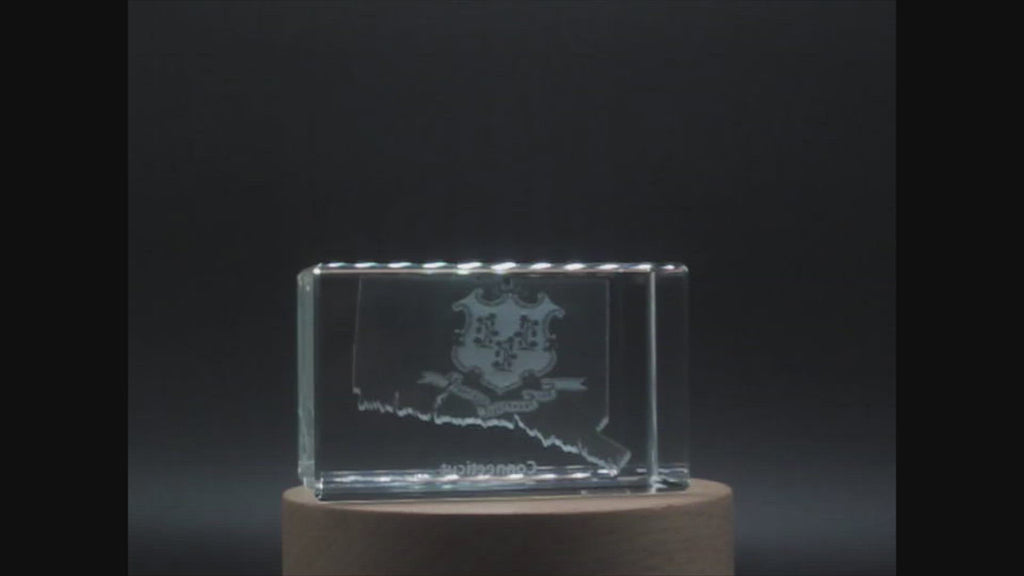 Connecticut 3D Engraved Crystal 