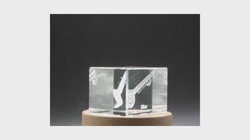 Sitar 3D Engraved Crystal 