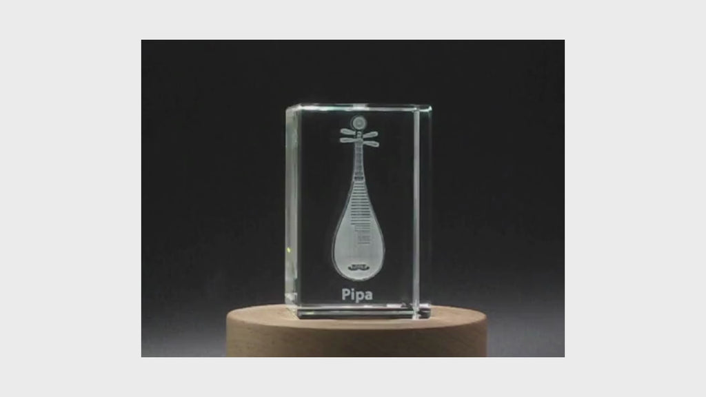 Pipa Flute 3D Engraved Crystal 