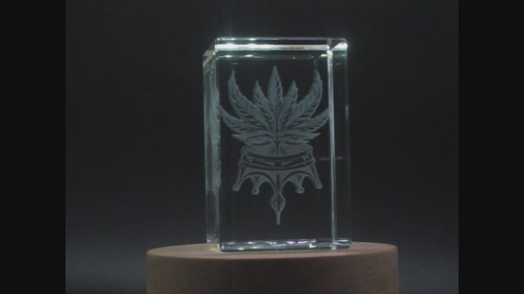 Cannabis Crown 3D Engraved Crystal