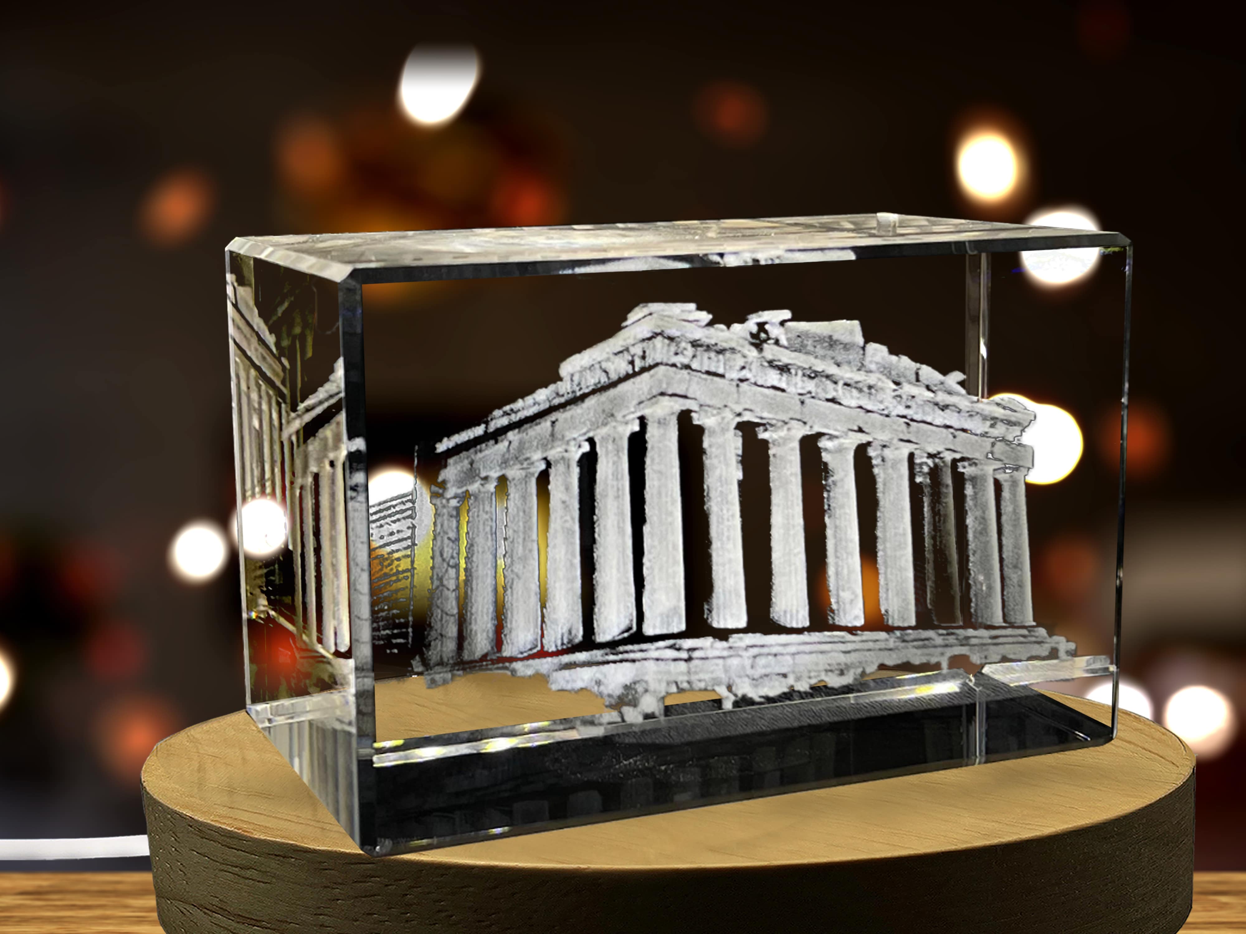 Acropolis 3D Engraved Crystal Keepsake - Made-to-Order Souvenir (Small-XXL) A&B Crystal Collection