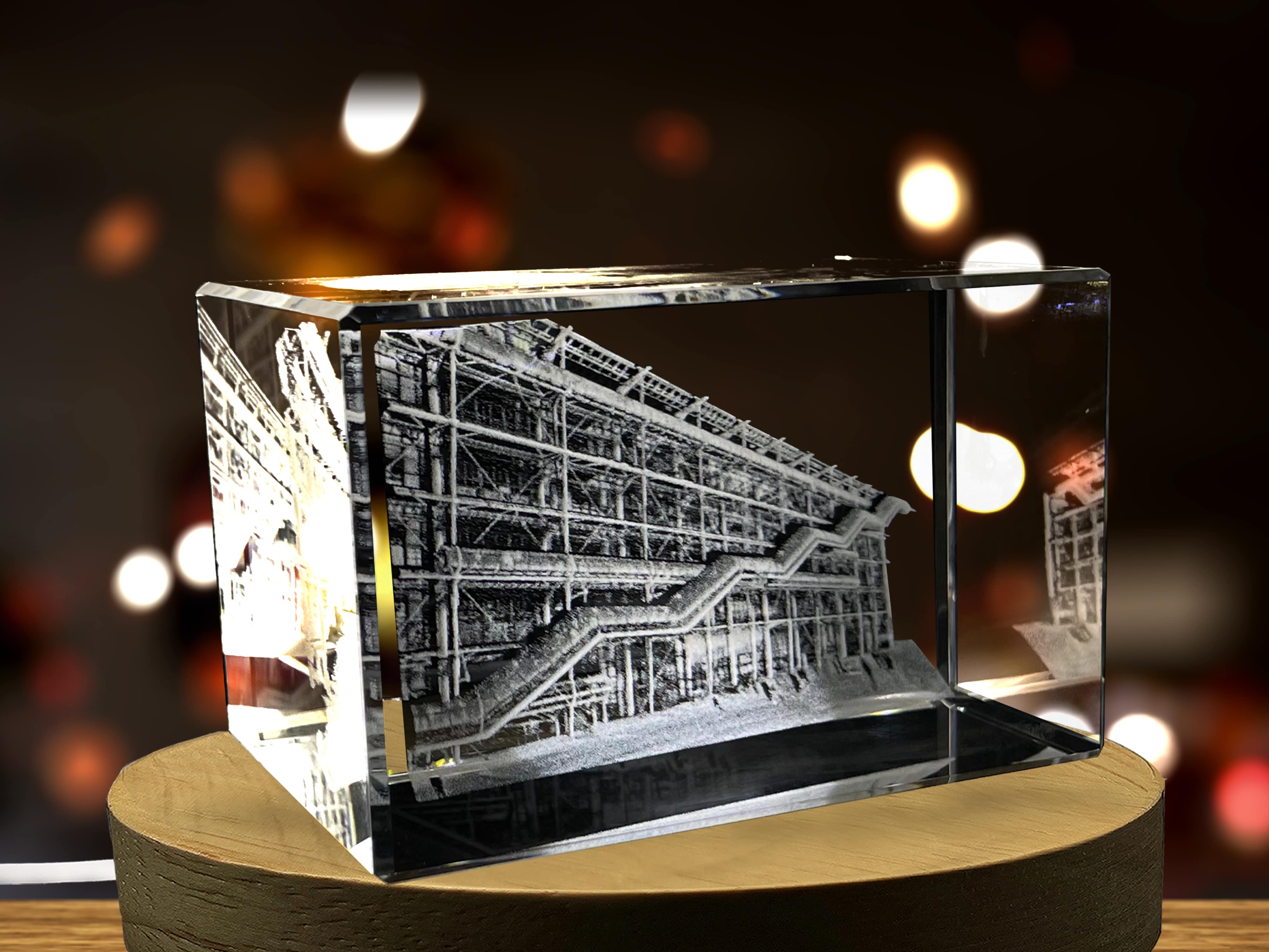 Le Centre Pompidou 3D Engraved Crystal Keepsake Souvenir A&B Crystal Collection