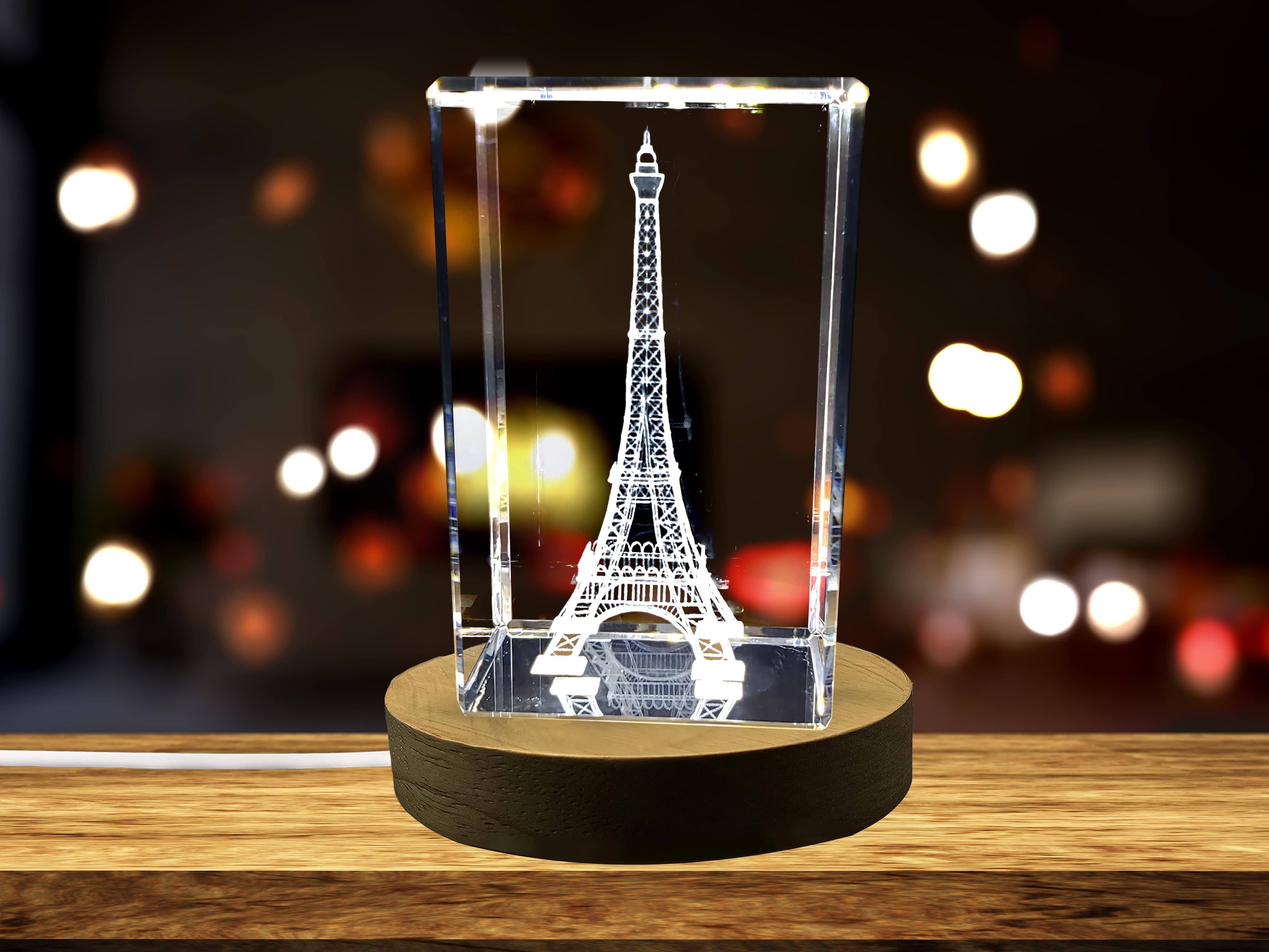 Eiffel Tower 3D Engraved Crystal Keepsake Souvenir A&B Crystal Collection