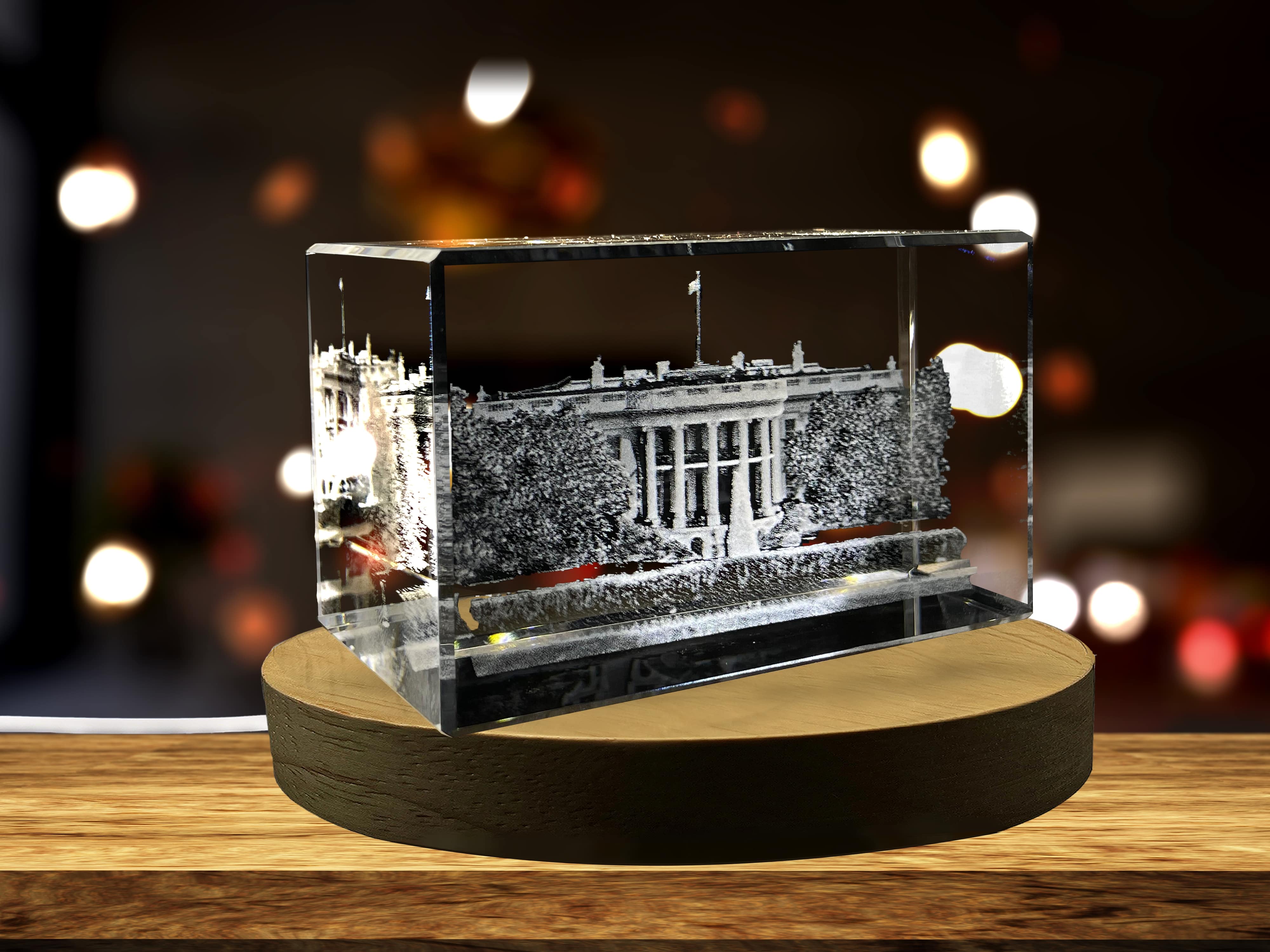 The White House 3D Engraved Crystal Keepsake Souvenir A&B Crystal Collection