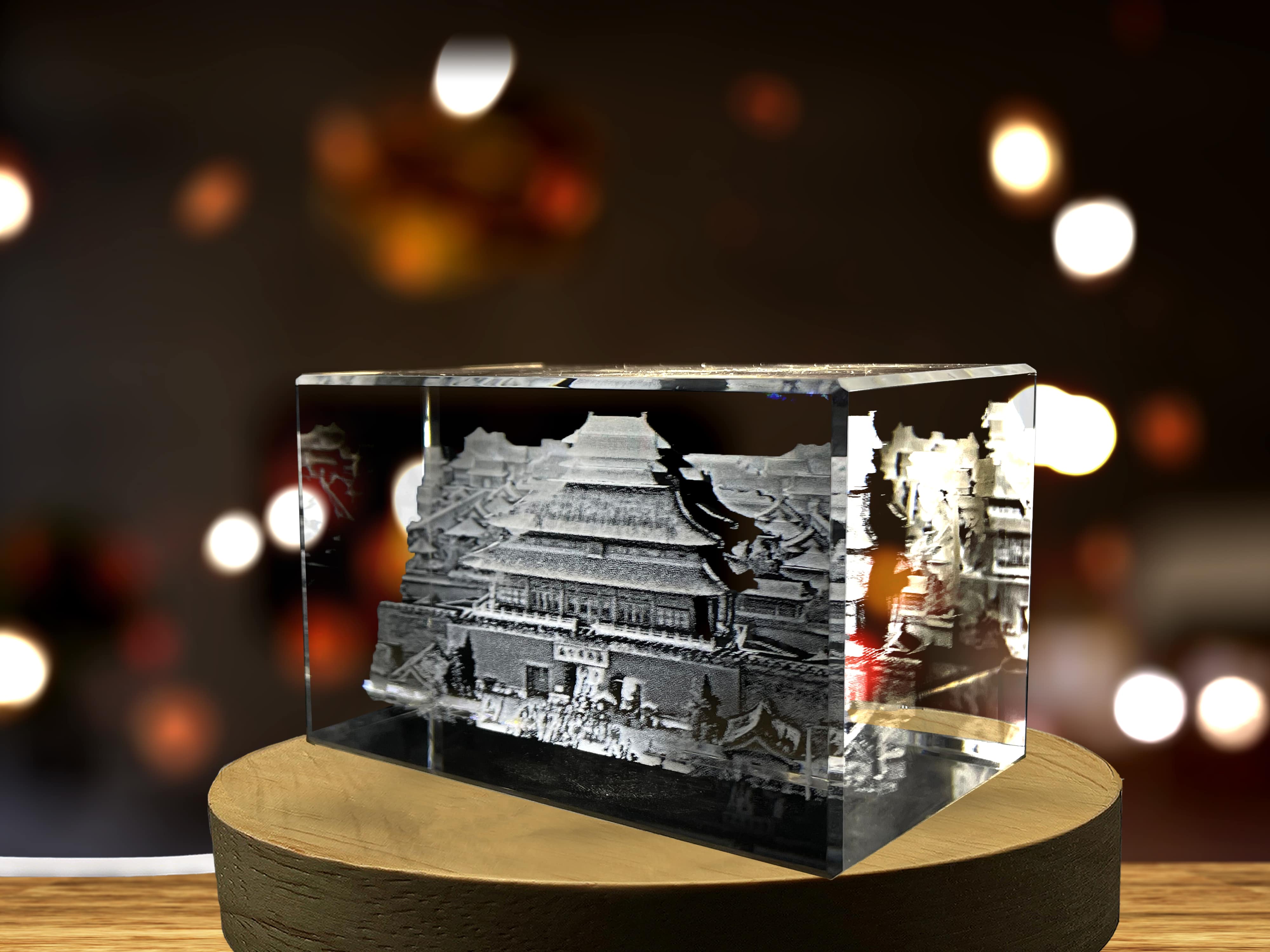 Forbidden City 3D Engraved Crystal Keepsake Souvenir A&B Crystal Collection