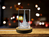 The Shard 3D Engraved Crystal Keepsake Souvenir with LED Base Light A&B Crystal Collection
