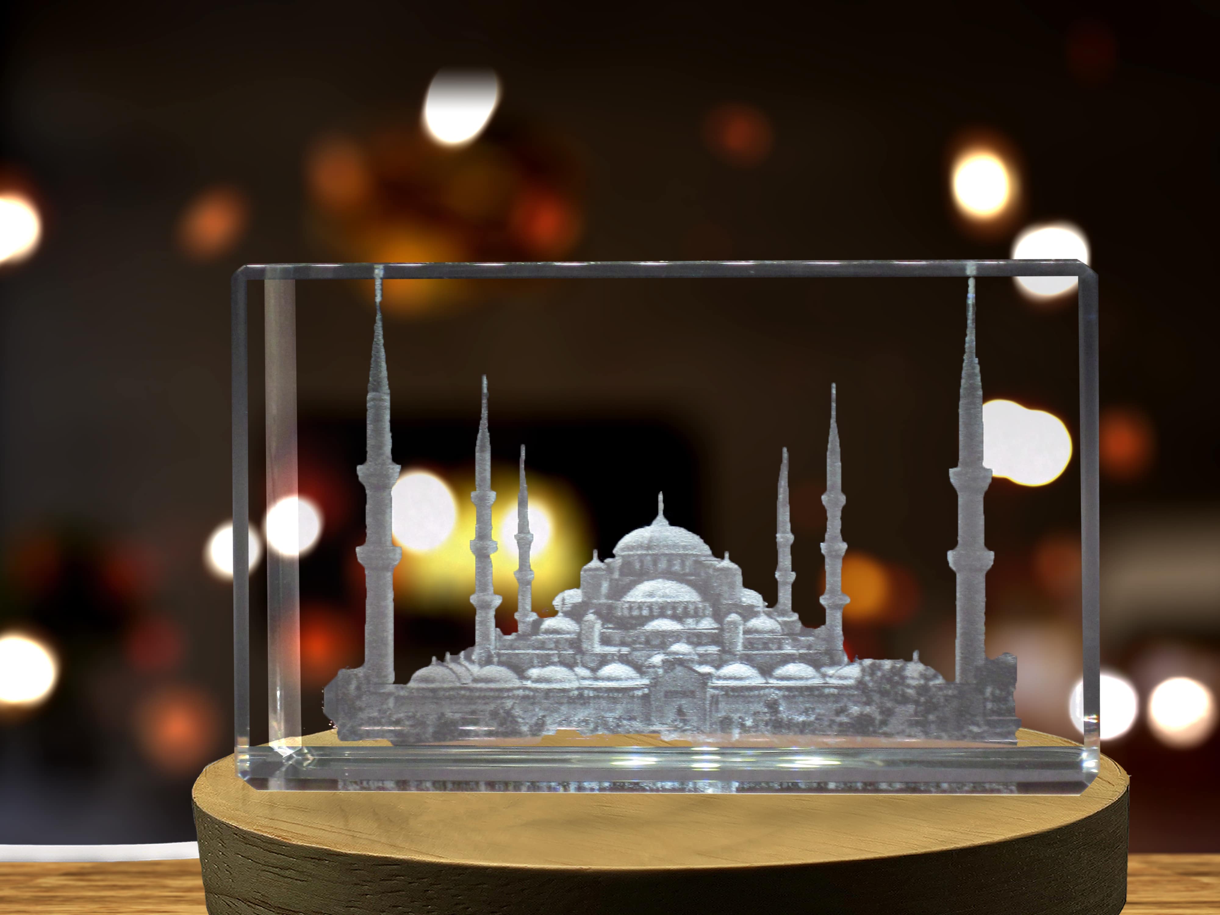 Sultan Ahmed Mosque 3D Engraved Crystal Keepsake Souvenir A&B Crystal Collection