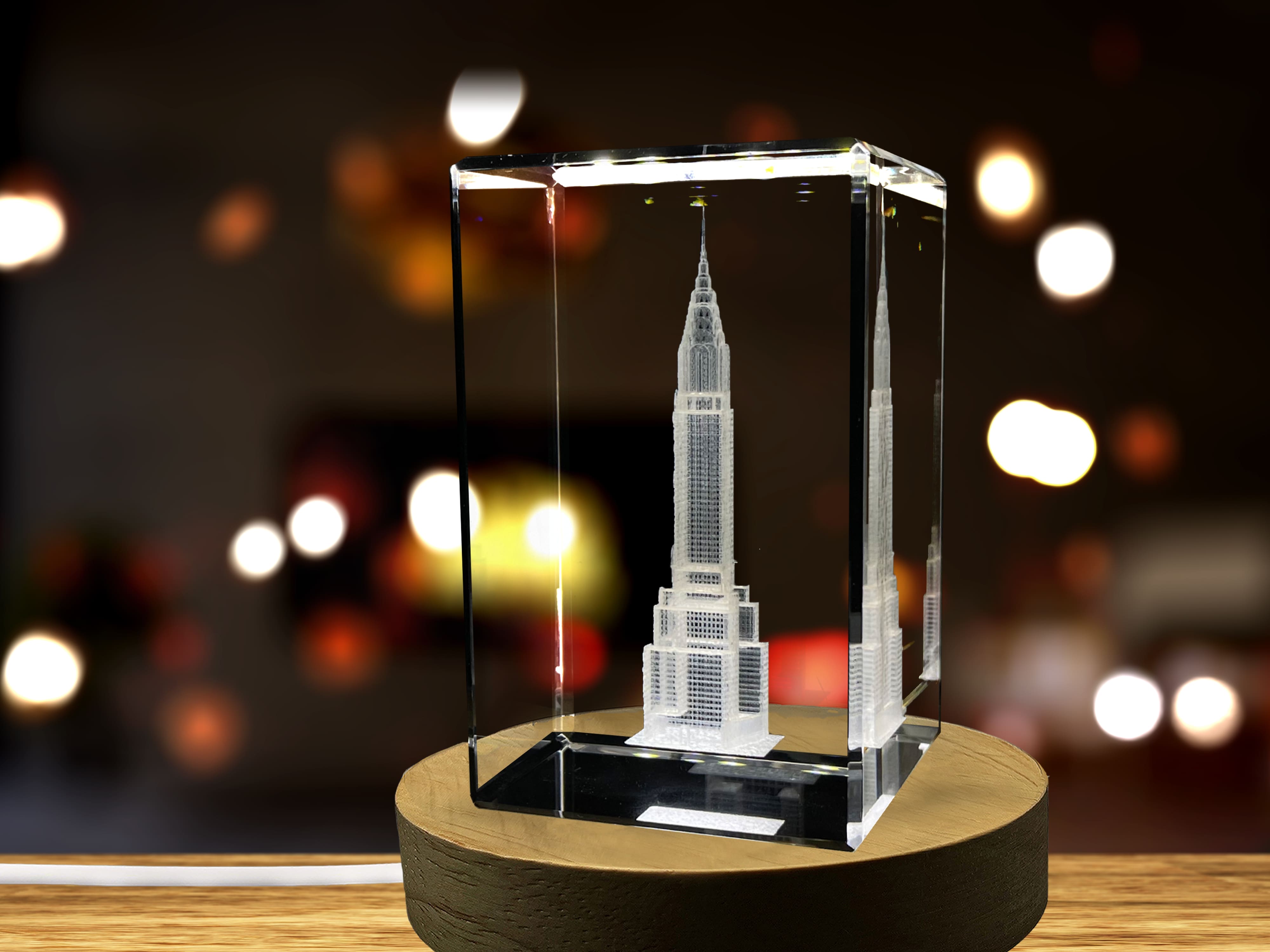 Chrysler Building 3D Engraved Crystal Keepsake Souvenir A&B Crystal Collection