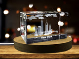 New York City Landmarks 3D Engraved Crystal Collectible Souvenir A&B Crystal Collection