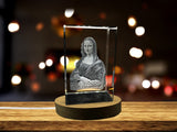 Mona Lisa 3D Engraved Crystal Decor with LED Base - Made in Canada - Gift Box Included