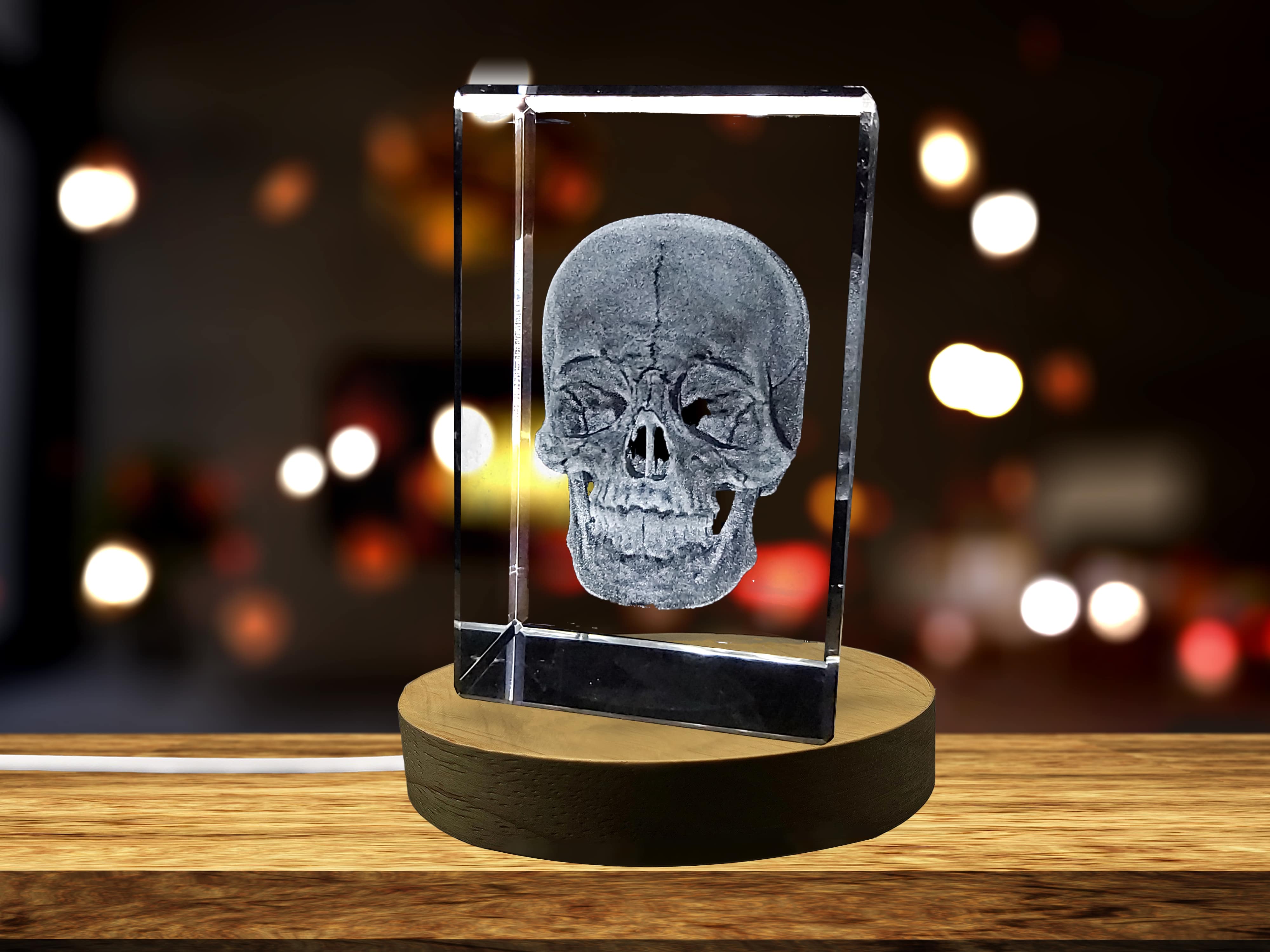 Human Skull 3D Engraved Crystal Novelty Decor | Doctor Gift A&B Crystal Collection