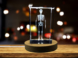 Human Skeleton 3D Engraved Crystal Novelty Decor | Doctor Gift A&B Crystal Collection