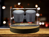 Bongo Drums 3D Engraved Crystal | Music 3D Engraved Crystal Keepsake