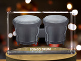Bongo Drums 3D Engraved Crystal | Music 3D Engraved Crystal Keepsake A&B Crystal Collection
